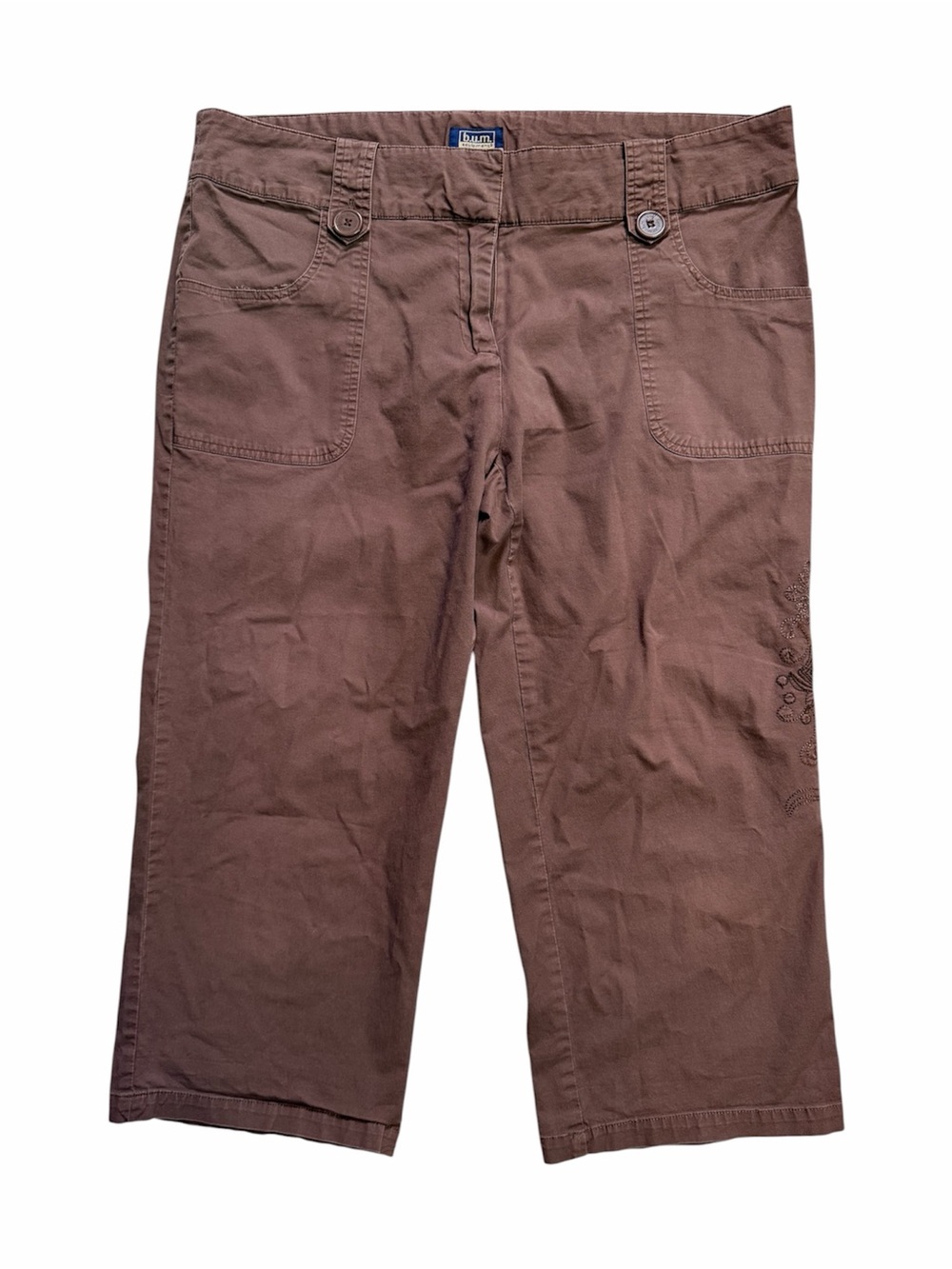 Y2K BUM Equipment Brown Embroidered Capris